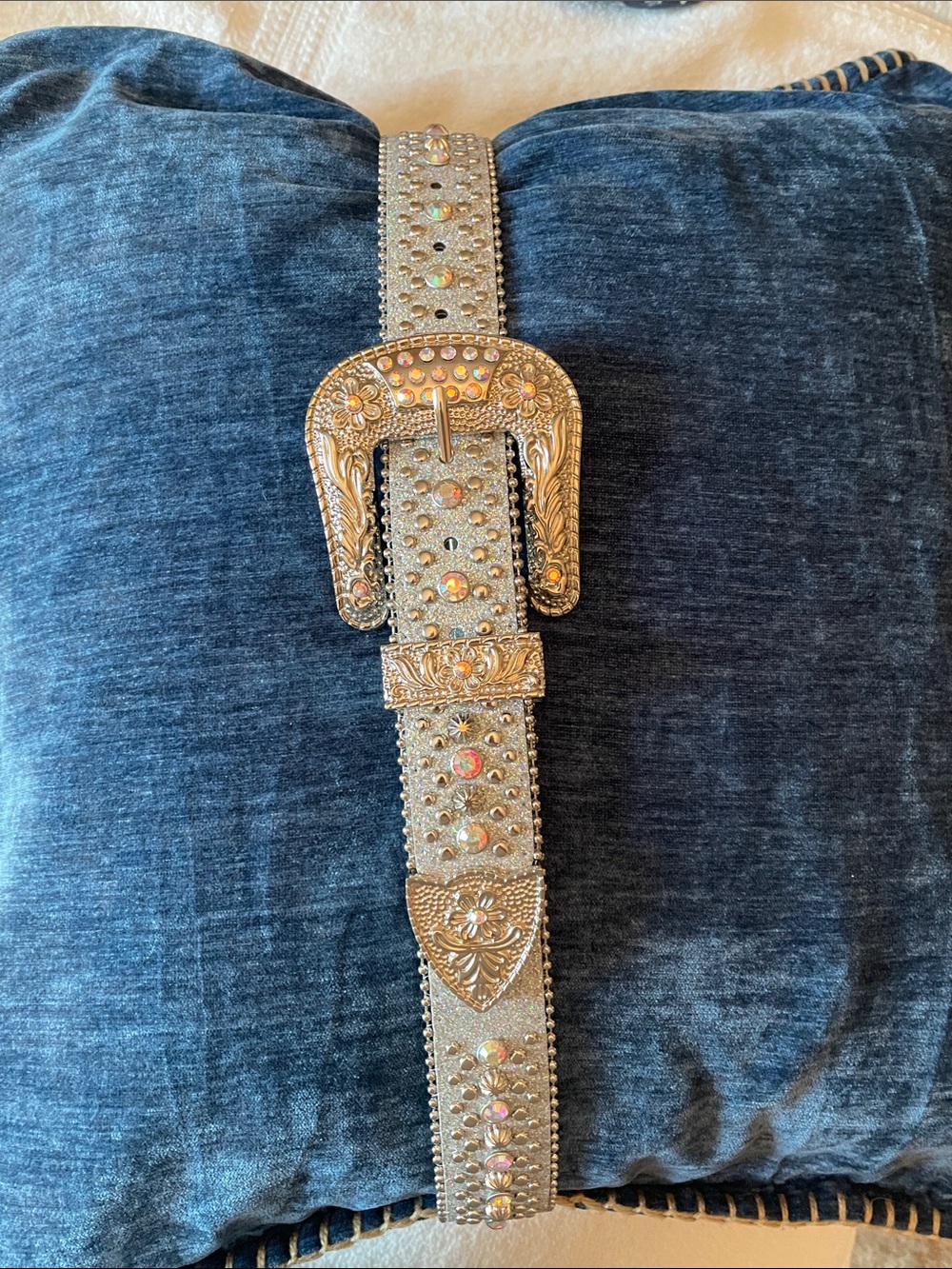 Decorative Rhinestone Western Belt in Silver 38/40 xl